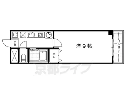 ポポラーレ御池(1K/2階)の間取り写真
