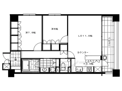 LEGAL京都四条河原町通Ⅱ(2LDK/8階)の間取り写真