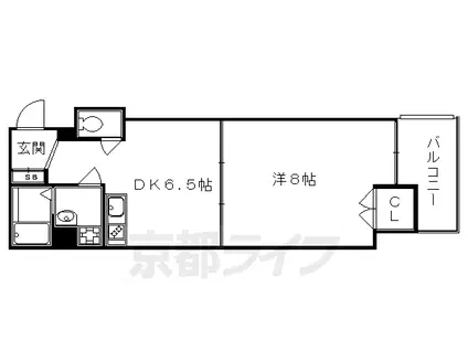 阪急電鉄京都線 京都河原町駅 徒歩8分 9階建 築22年(1DK/6階)の間取り写真