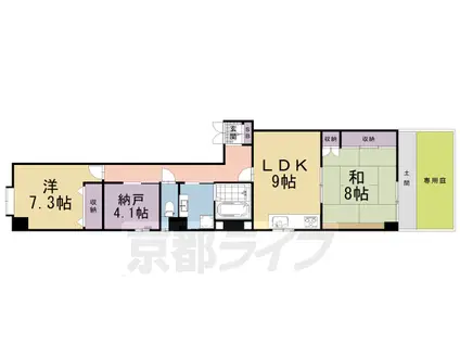 阪急電鉄京都線 大宮駅(京都) 徒歩5分 7階建 築22年(2SLDK/1階)の間取り写真