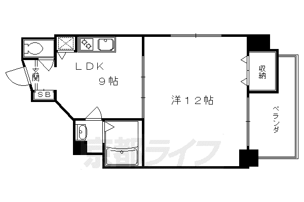 京阪電気鉄道京阪線 清水五条駅 徒歩3分 14階建 築23年(1LDK/4階)の間取り写真