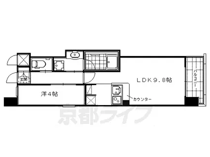 札幌市東西線 発寒南駅 徒歩5分 14階建 築22年(1LDK/3階)の間取り写真