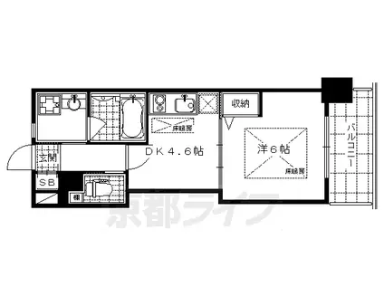 京都市烏丸線 烏丸御池駅 徒歩9分 14階建 築22年(1DK/11階)の間取り写真