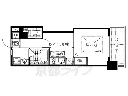 京都市烏丸線 烏丸御池駅 徒歩9分 14階建 築22年(1DK/10階)の間取り写真