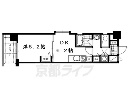 京都市烏丸線 四条駅(京都市営) 徒歩2分 11階建 築22年(1DK/11階)の間取り写真