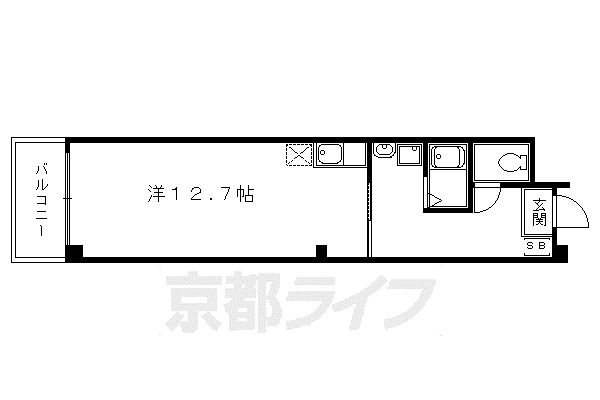 京阪電気鉄道京阪線 祇園四条駅 徒歩3分 3階建 築24年(1K/3階)の間取り写真