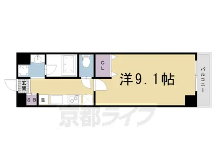 京都市烏丸線 四条駅(京都市営) 徒歩3分 9階建 築22年(1K/3階)の間取り写真