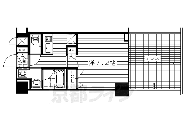 京都市烏丸線 丸太町駅(京都市営) 徒歩4分 7階建 築22年(1K/1階)の間取り写真