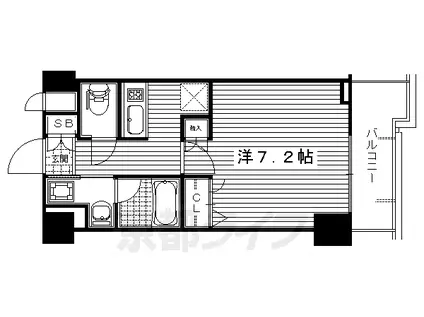京都市烏丸線 丸太町駅(京都市営) 徒歩4分 7階建 築22年(1K/7階)の間取り写真