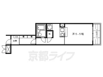 阪急電鉄京都線 大宮駅(京都) 徒歩7分 4階建 築39年(1K/4階)の間取り写真