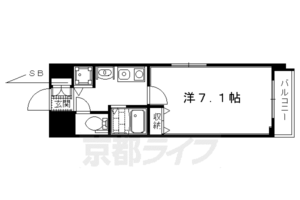 プレサンス京都三条大橋東山苑(1K/4階)の間取り写真