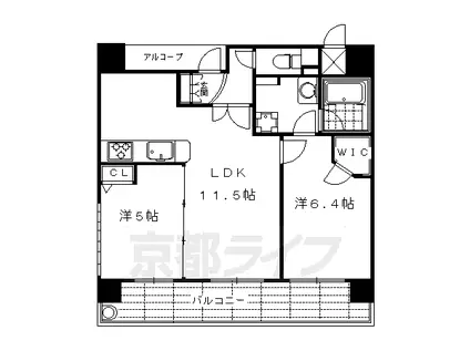 京都市烏丸線 四条駅(京都市営) 徒歩5分 11階建 築22年(1LDK/8階)の間取り写真