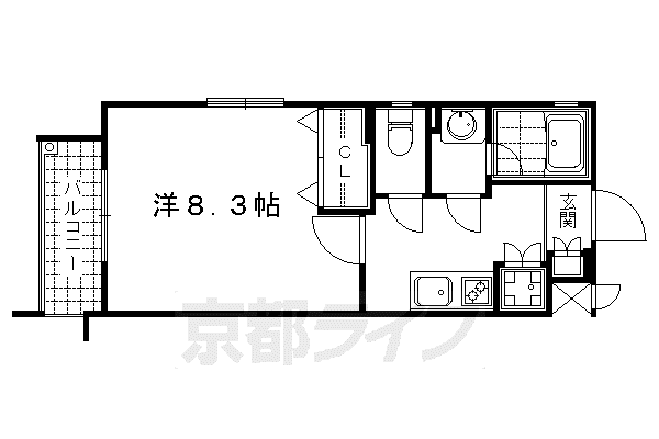 ベラジオ京都高台寺(1K/3階)の間取り写真