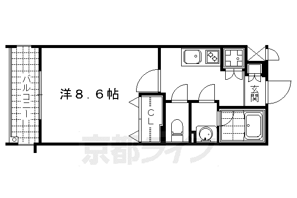 京阪電気鉄道京阪線 祇園四条駅 徒歩10分 5階建 築22年(1K/4階)の間取り写真