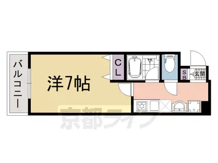 京都市烏丸線 五条駅(京都市営) 徒歩3分 7階建 築21年(1K/3階)の間取り写真