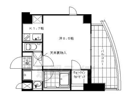 京都市東西線 二条駅 徒歩7分 10階建 築21年(1K/4階)の間取り写真