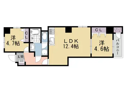 ベル・クローチェ京都洛央(2LDK/11階)の間取り写真