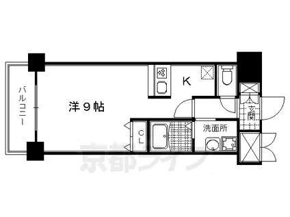 阪急電鉄京都線 京都河原町駅 徒歩4分 14階建 築21年(ワンルーム/3階)の間取り写真