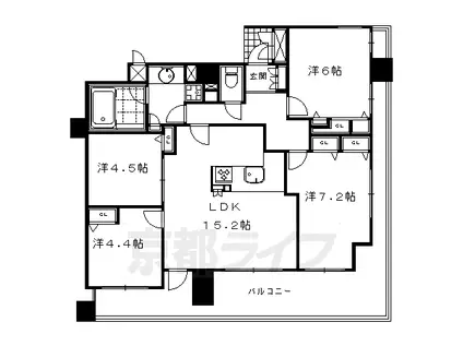 阪急電鉄京都線 京都河原町駅 徒歩4分 14階建 築21年(4LDK/12階)の間取り写真