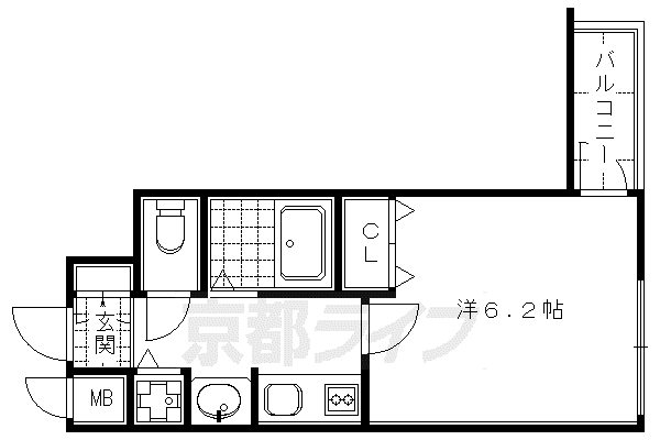 阪急電鉄京都線 京都河原町駅 徒歩4分 14階建 築22年(1K/5階)の間取り写真