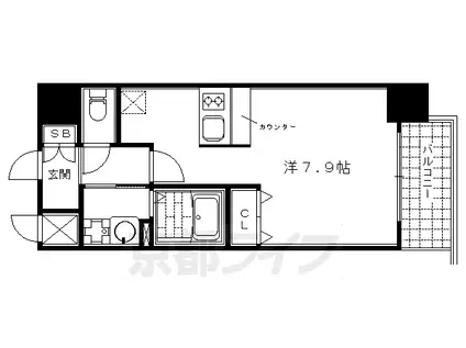 プレサンス京都四条河原町ネクステージ(ワンルーム/2階)の間取り写真