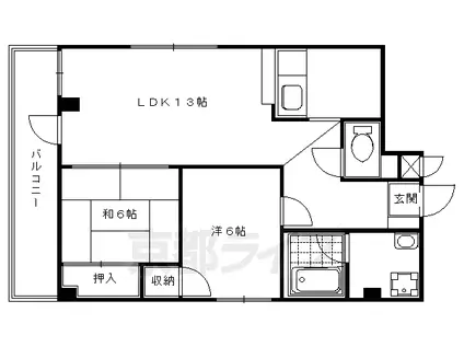 京都市烏丸線 四条駅(京都市営) 徒歩7分 6階建 築35年(2LDK/2階)の間取り写真