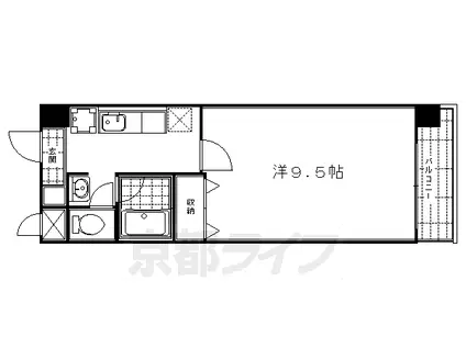京都市烏丸線 四条駅(京都市営) 徒歩5分 16階建 築20年(1K/4階)の間取り写真