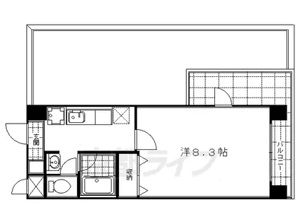 京都市烏丸線 四条駅(京都市営) 徒歩5分 16階建 築21年(1K/15階)の間取り写真