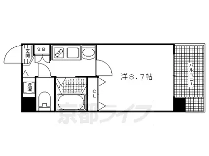 京都市烏丸線 四条駅(京都市営) 徒歩4分 7階建 築22年(1K/6階)の間取り写真