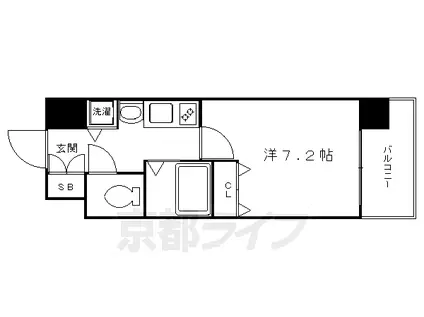 京都市烏丸線 四条駅(京都市営) 徒歩4分 7階建 築22年(1K/5階)の間取り写真