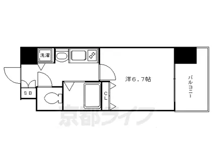 京都市烏丸線 四条駅(京都市営) 徒歩4分 7階建 築22年(1K/5階)の間取り写真