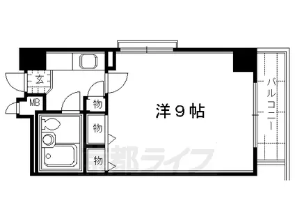 京都市烏丸線 四条駅(京都市営) 徒歩7分 8階建 築41年(1K/6階)の間取り写真