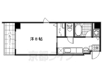 阪急電鉄京都線 大宮駅(京都) 徒歩6分 4階建 築21年(1K/4階)の間取り写真