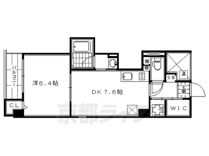 京阪電気鉄道京阪線 三条駅(京都) 徒歩9分 7階建 築21年(1DK/3階)の間取り写真