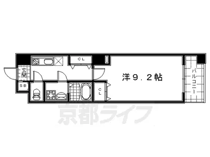 京都市烏丸線 北大路駅 徒歩15分 5階建 築20年(1K/2階)の間取り写真