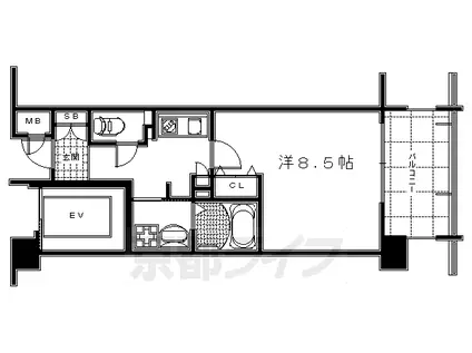 APEX京都御所西(1K/2階)の間取り写真