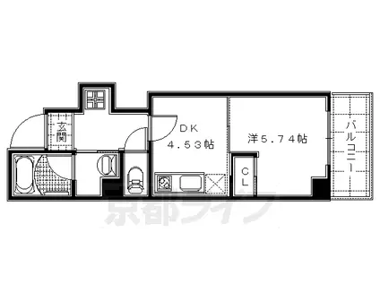 阪急電鉄京都線 京都河原町駅 徒歩8分 5階建 築20年(1DK/5階)の間取り写真