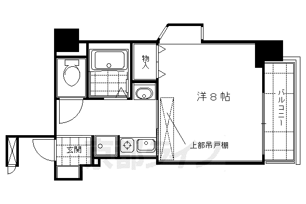 京都市烏丸線 烏丸御池駅 徒歩4分 11階建 築21年(1K/5階)の間取り写真