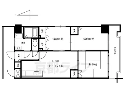 京都市烏丸線 五条駅(京都市営) 徒歩4分 10階建 築26年(3LDK/6階)の間取り写真