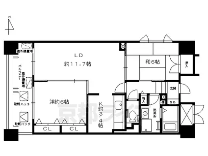 メゾン油小路(2LDK/6階)の間取り写真