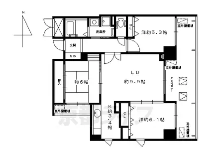 メゾン油小路(3LDK/3階)の間取り写真