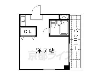京阪電気鉄道京阪線 祇園四条駅 徒歩3分 6階建 築40年(ワンルーム/3階)の間取り写真