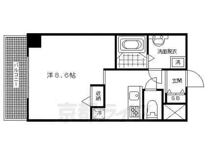 E.ZE.御所南Ⅱ(1K/2階)の間取り写真