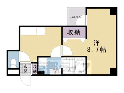 京都市烏丸線 烏丸御池駅 徒歩5分 7階建 築20年(1K/2階)の間取り写真