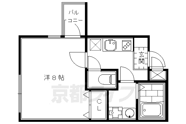 ラトゥール綾小路(1K/4階)の間取り写真