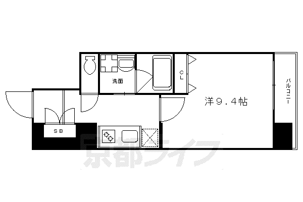 京都市東西線 京都市役所前駅 徒歩5分 7階建 築21年(1K/4階)の間取り写真