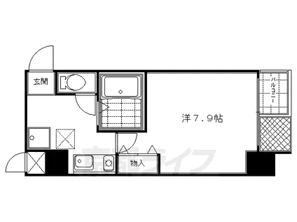 京都市烏丸線 烏丸御池駅 徒歩4分 10階建 築22年(1K/6階)の間取り写真