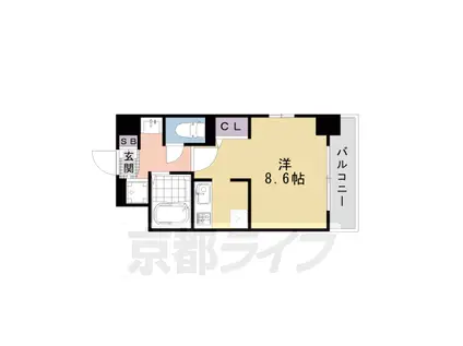 山陰本線 二条駅 徒歩10分 9階建 築20年(ワンルーム/6階)の間取り写真