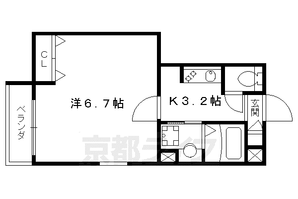 レンジ御池(1K/3階)の間取り写真