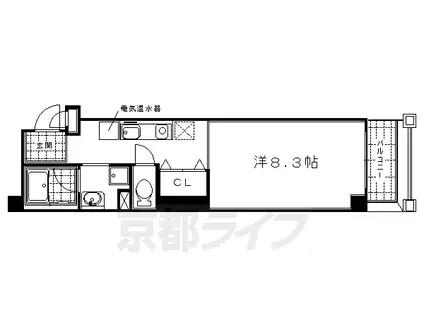 リテラ竹屋町(1K/4階)の間取り写真